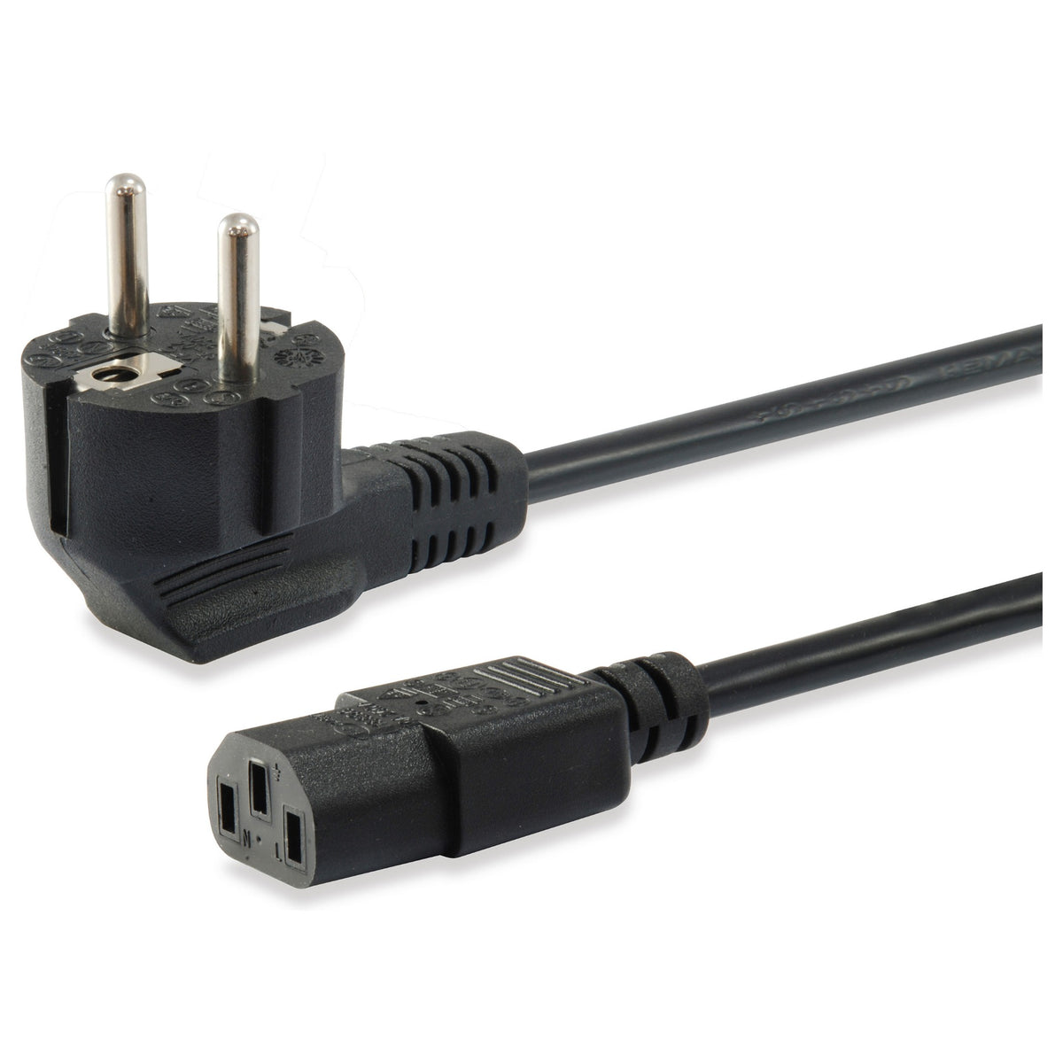 Equip Netzkabel Anschl. Schukon. 1.80m gewinkelt schwarz Polybeutel