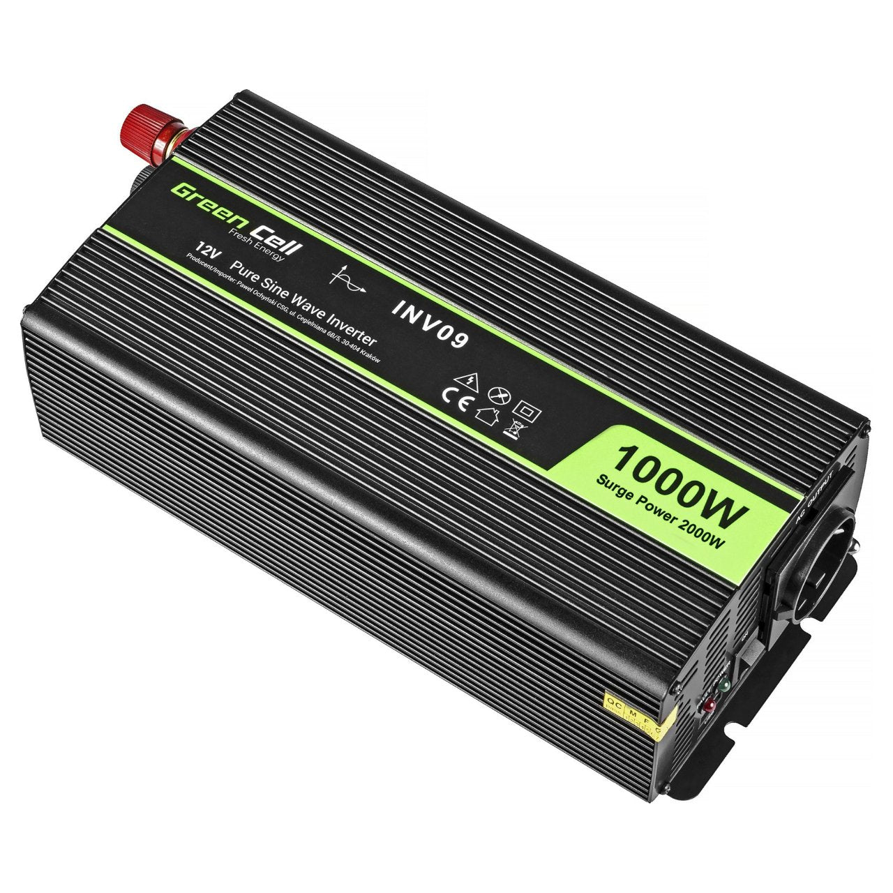 Green Cell KFZ Spannungswandler Power Inverter 12V > 230V 1000/2000W Black