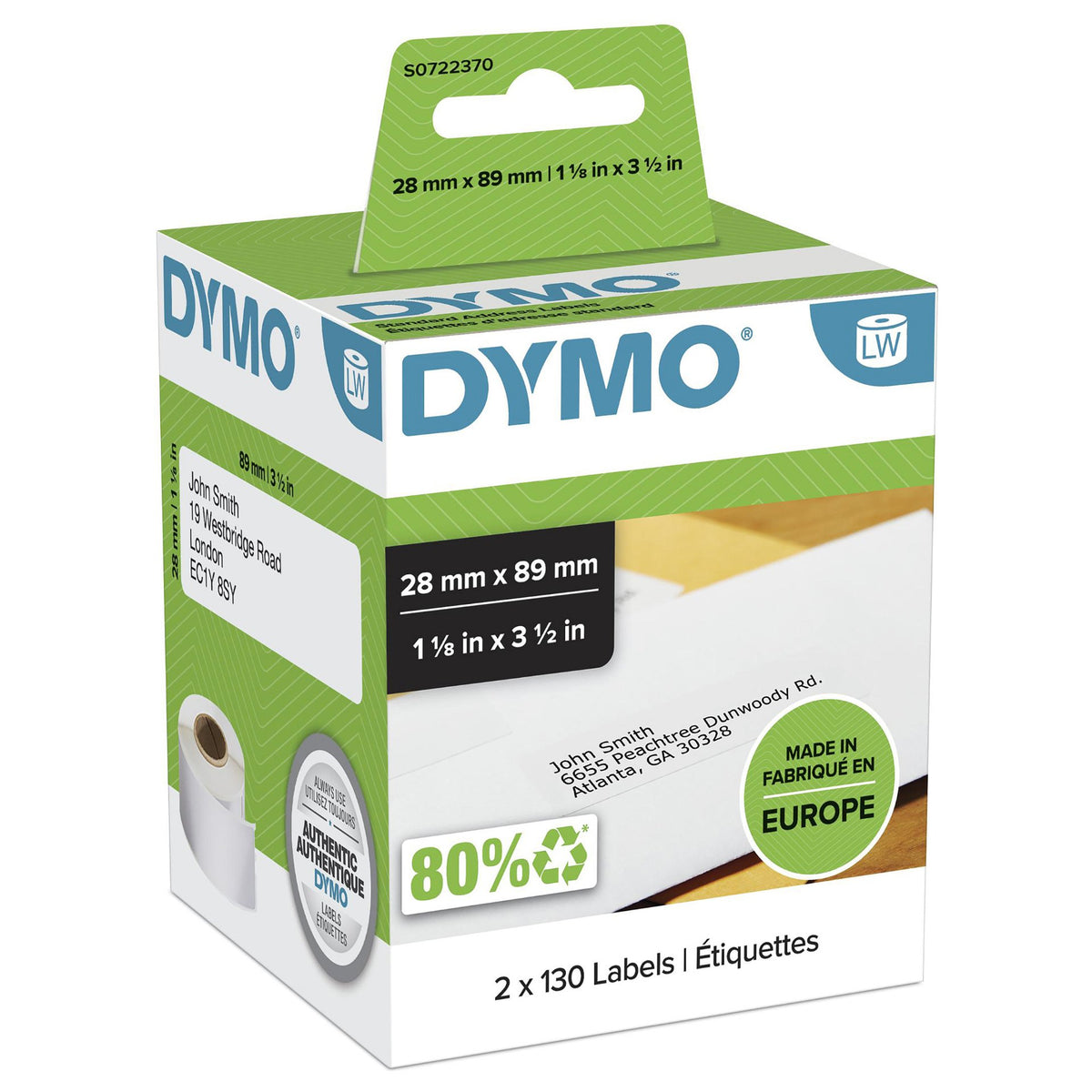 DYMO Etiketten Standard f. LW 2 Rollen,28x89mm