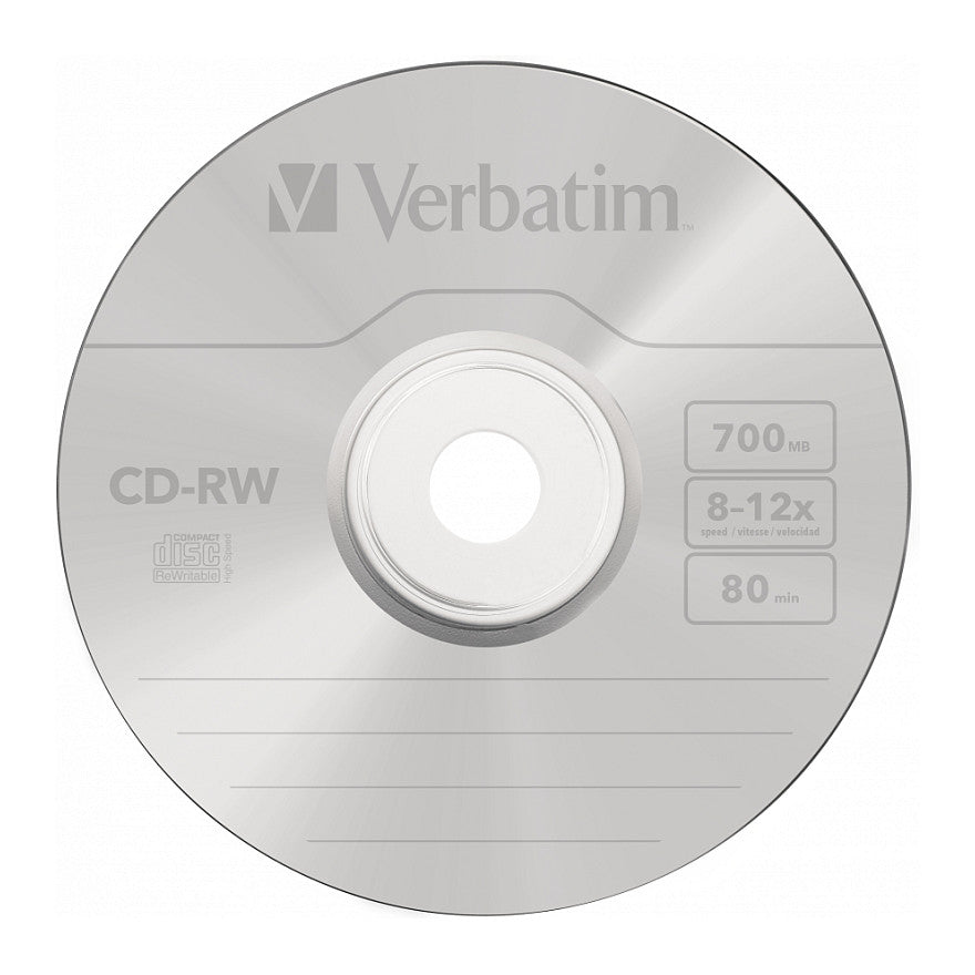 1x10 Verbatim CD-RW 80 / 700MB 8x - 12x Speed, Jewel Case