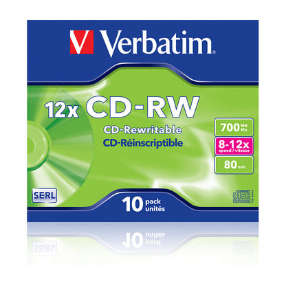 1x10 Verbatim CD-RW 80 / 700MB 8x - 12x Speed, Jewel Case
