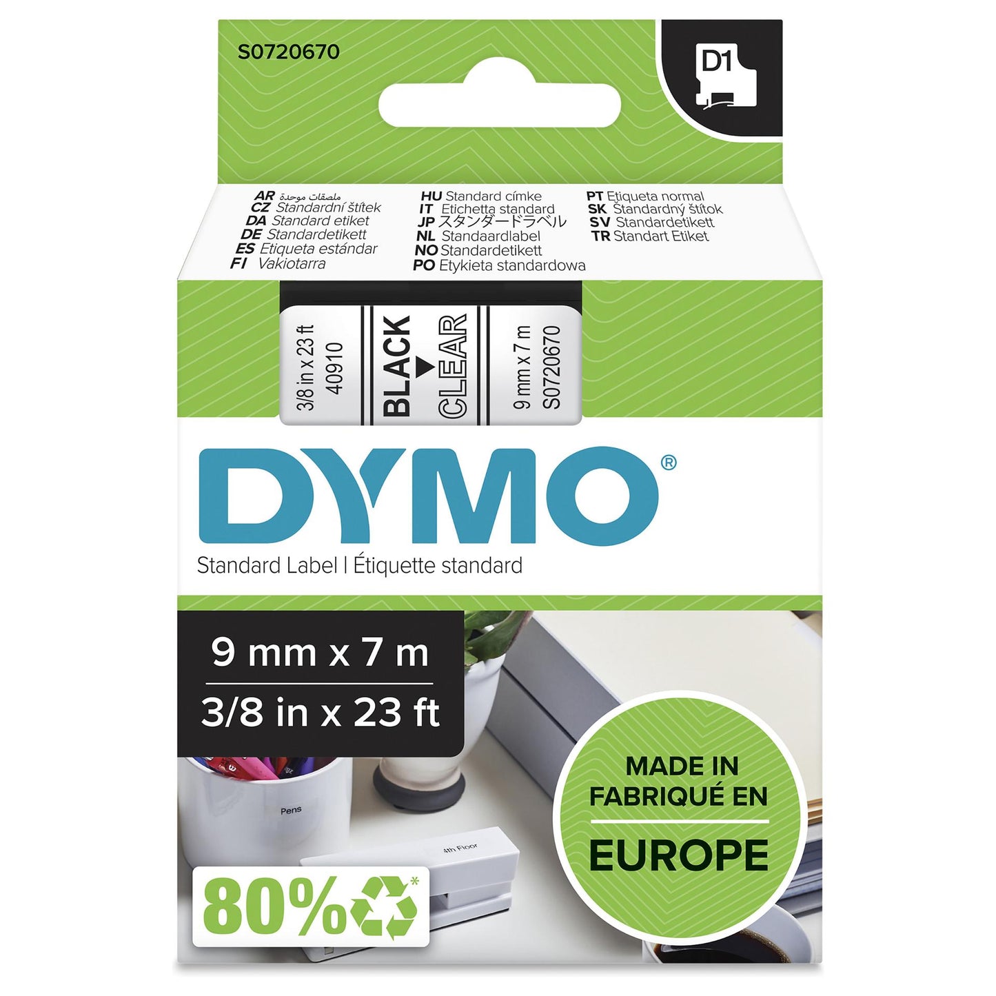 Dymo Labelwriter - D1 Etiketten 9 mm x 7 m - transparent - (S0720670)