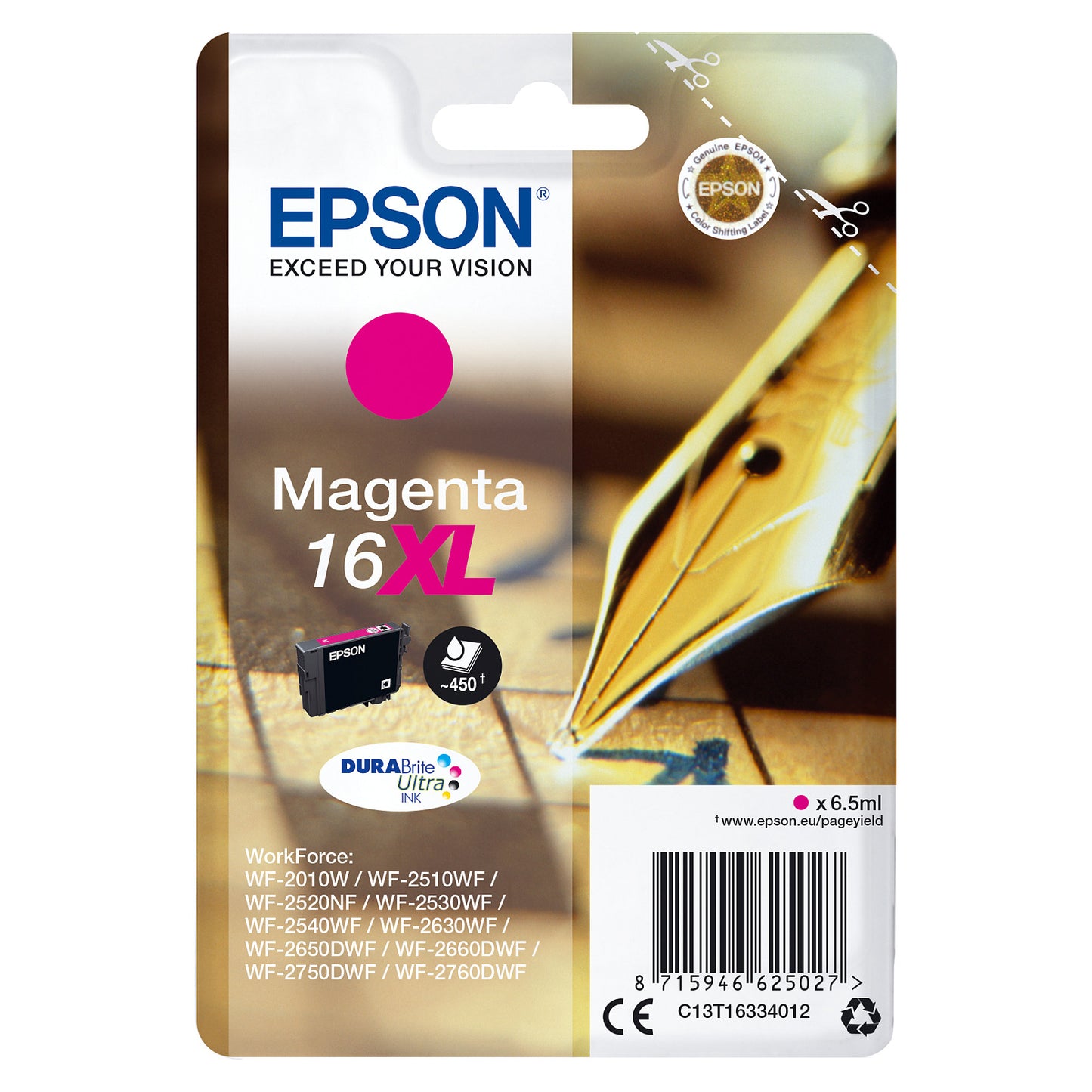 Epson Tinte 16XL C13T16314012 Magenta bis zu 450 Seiten