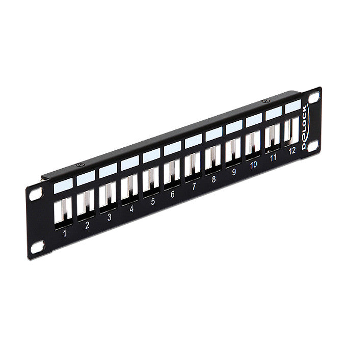 10" Keystone Patchpanel 12 Port Metall schwarz