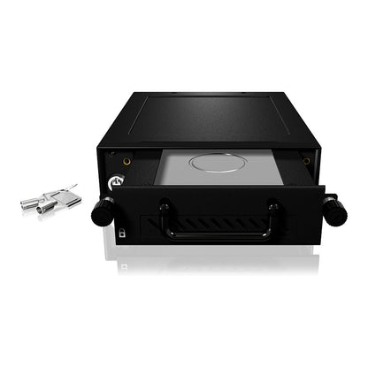 Wechselrahmen, 1xSATA/SAS 3,5"/2,5" HDD zu 1xSATA Host in 5,25" Einbauschacht, Hot Swap, mit Schloß, Aluminum ICY BOX