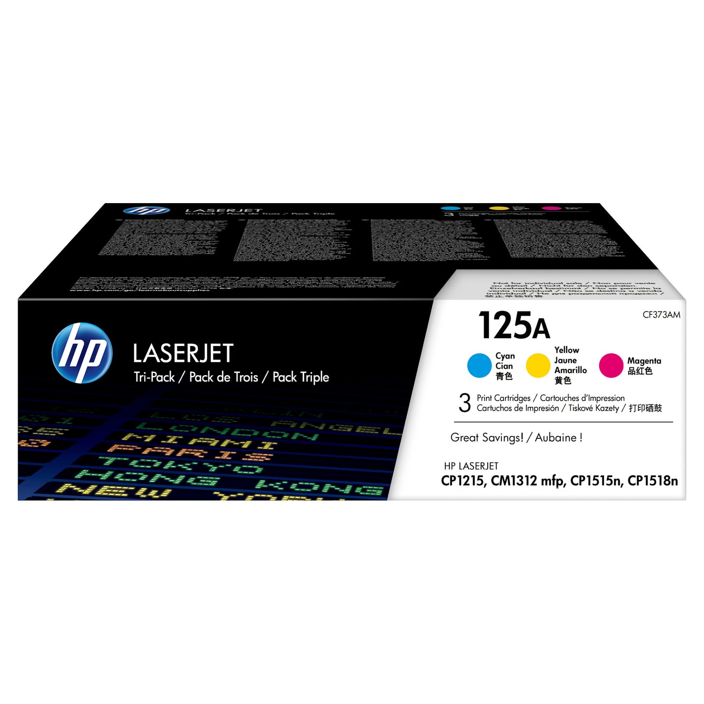 HP 125A original Toner cartridge CF373AM cyan magenta yellow standard capacity 3 x 1.400 pages 3-pack