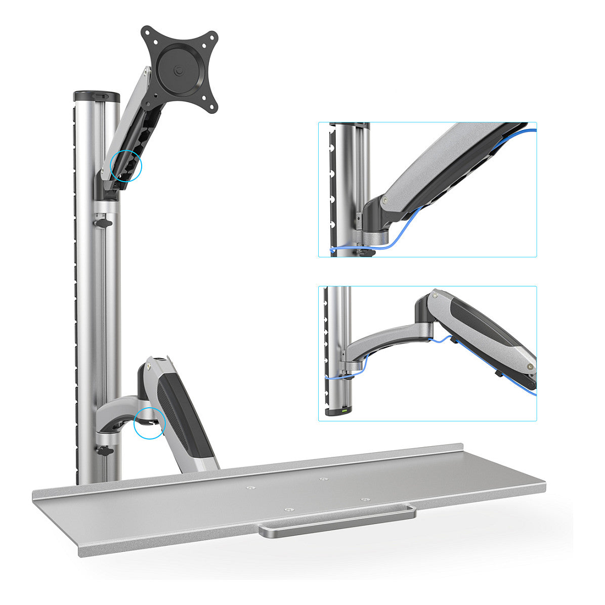 DIGITUS DA-90354 Wandhalterung für 1 Monitor + Tastaturhalterung 69cm 27" 8kg