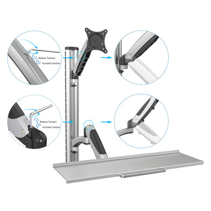 DIGITUS DA-90354 Wandhalterung für 1 Monitor + Tastaturhalterung 69cm 27" 8kg