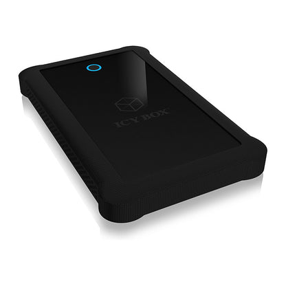 ICY BOX IB-233U3-B Externes USB-A 3.0 Gehäuse für 2,5" SATA HDD/SSD mit Silikon-Schutzhülle