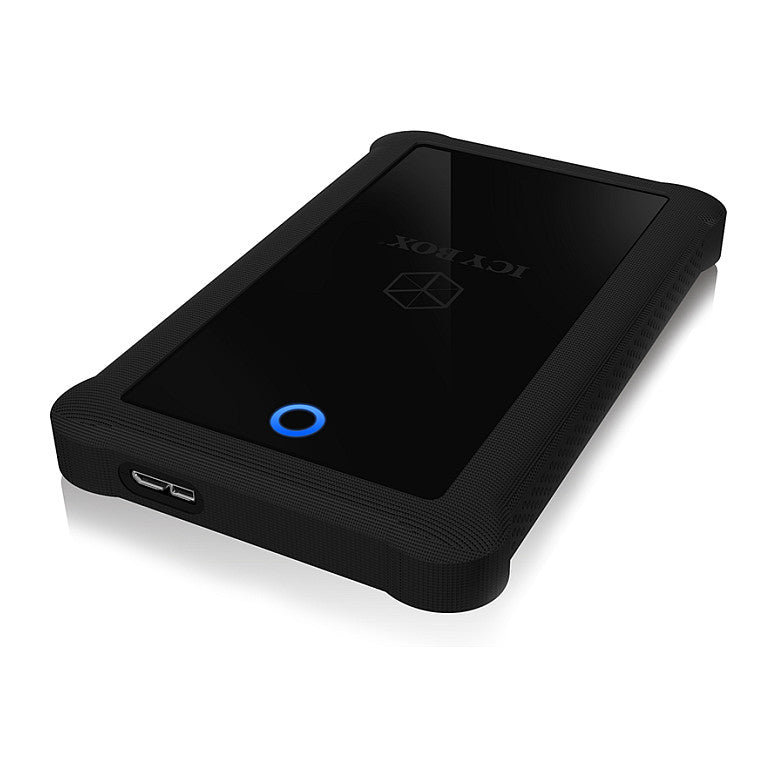 ICY BOX IB-233U3-B Externes USB-A 3.0 Gehäuse für 2,5" SATA HDD/SSD mit Silikon-Schutzhülle