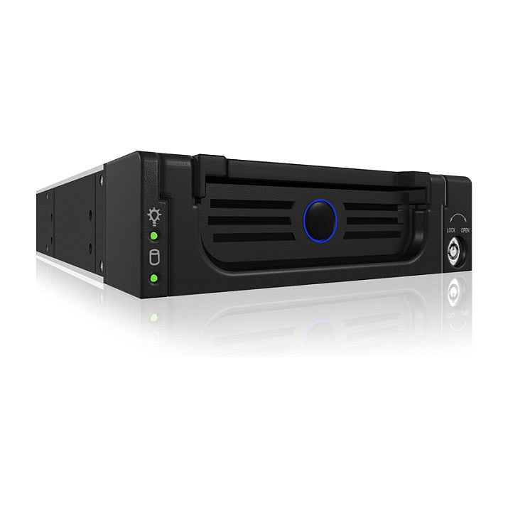 Wechselrahmen, 1xSATA/SAS 3,5" zu 1xSATA Host in 5,25" Einbauschacht, Hot Swap, Alu/Plastik, Blue eye ICY BOX