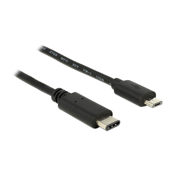 USB2.0 USB Type-C 2.0 Stecker > USB 2.0 Typ Micro-B Stecker 1,0 m schwarz Delock