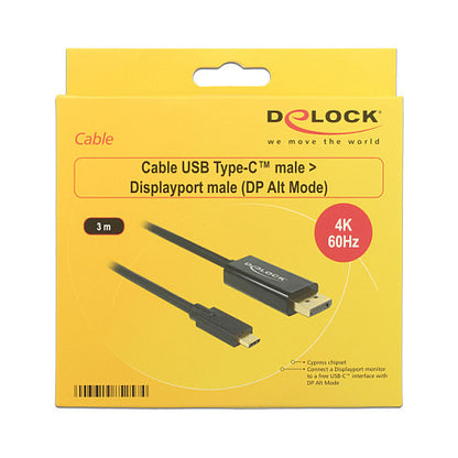 USB C > Displayport Stecker (4K 60Hz) 3 m schwarz Delock