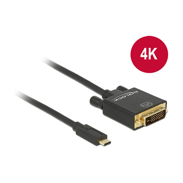 USB C > DVI 24+1 Stecker DP-Alt Mode 4K 30 Hz 3 m schwarz Delock