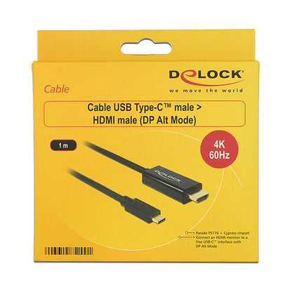 USB-C > HDMI (ST-ST) 1m 4K 60Hz DeLOCK Black