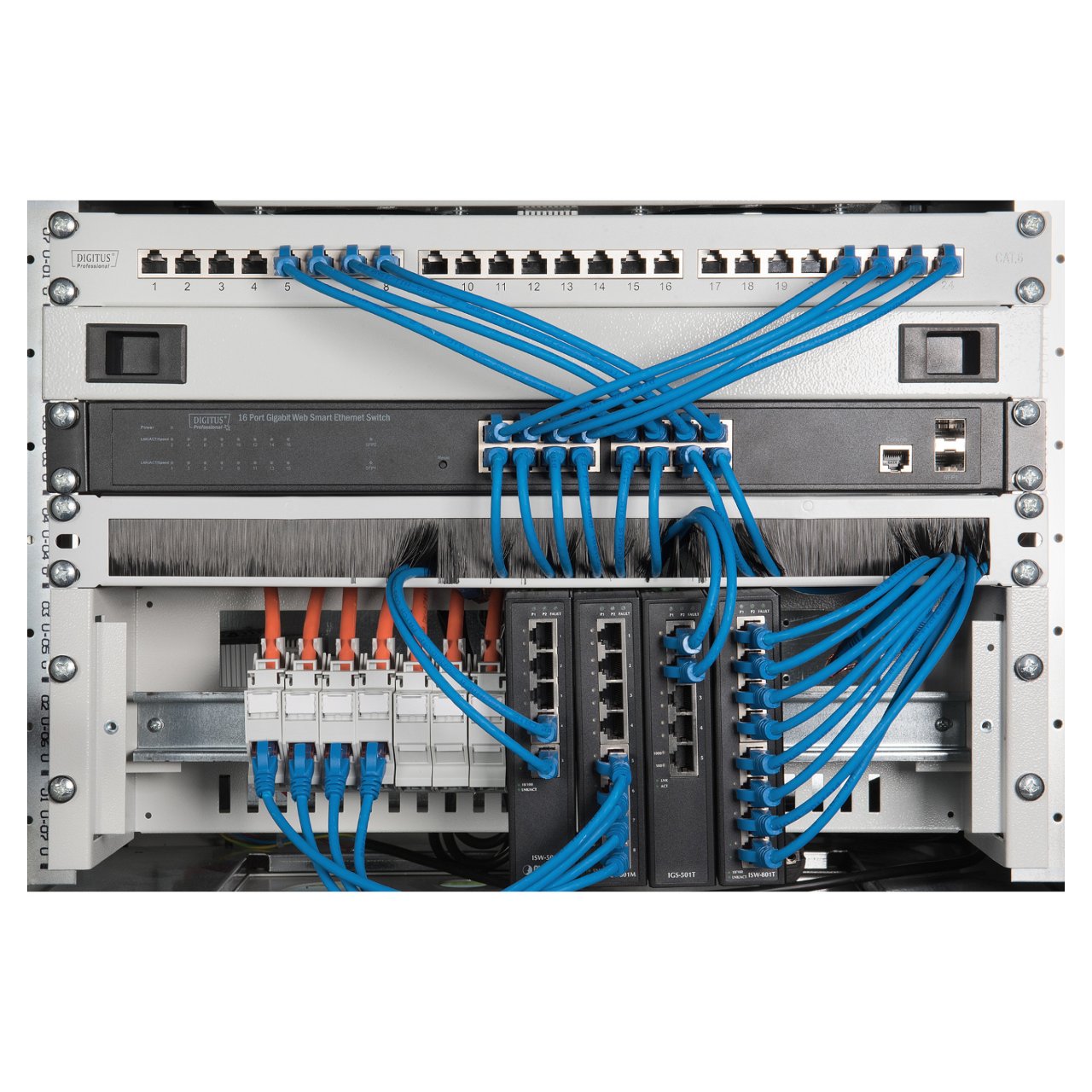 DIGITUS Kabelbürstenleiste 1HE Öffnung 24x423mm grau